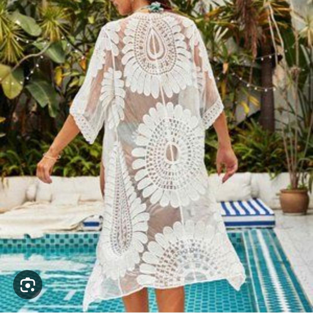 Rebellion Again S Ivory Lace Boho Cottage Core Hippie Duster Cardigan AM…